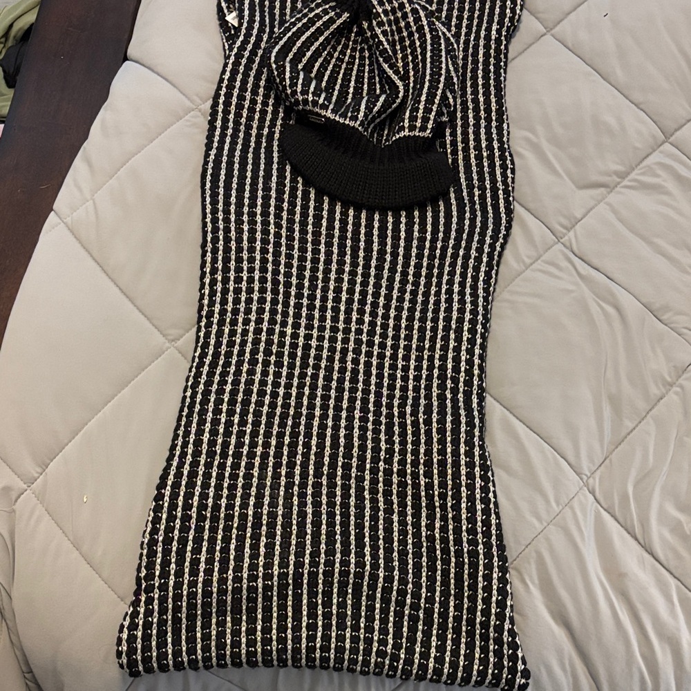 Calvin Klein Black and White Wool Blend Dress
